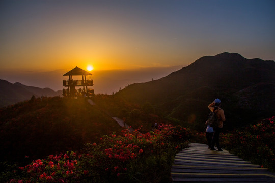 大围山日落夕阳