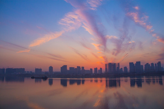 长沙湘江晚霞