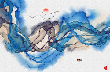 水墨暈染水墨畫