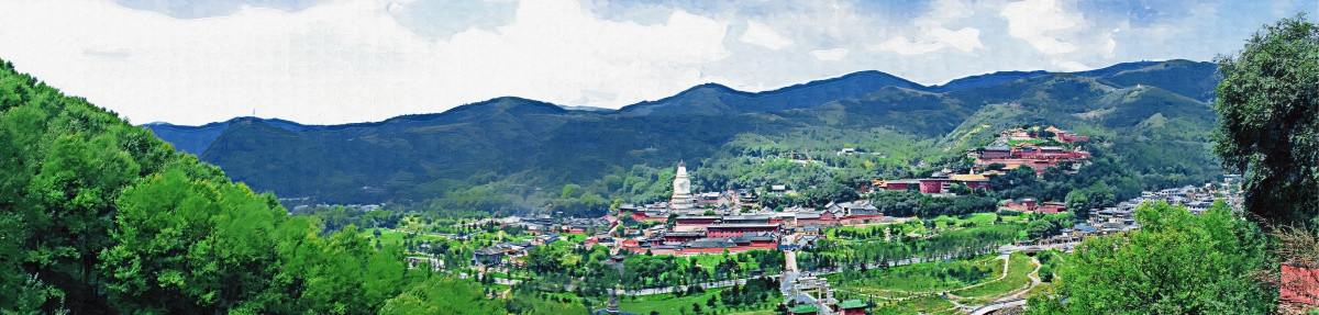 油畫五臺山勝景