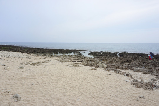 台湾垦丁风光 砂岛 贝壳砂沙滩