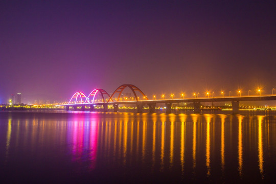 长沙湘江大桥福元路大桥夜景