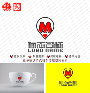 M字母坐标气球画笔logo