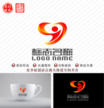 心形SJ运动健身标志logo