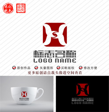 XH字母HX标志鼎型印logo