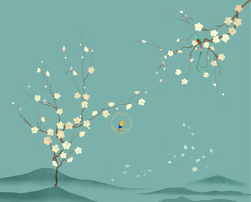 工筆花鳥壁畫