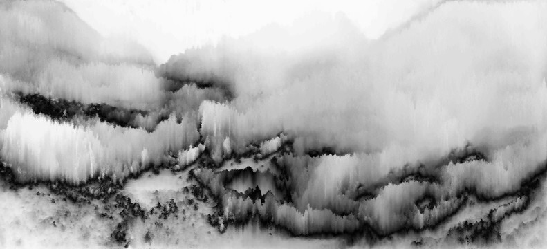 水墨畫 冰雪 叢林 合層