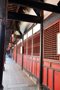 中式建筑 庭院走廊 木墙门窗