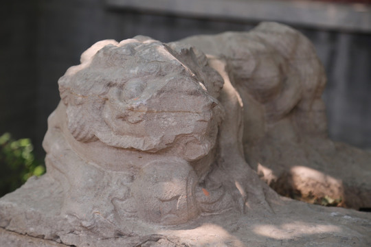 古代残狮子石雕像