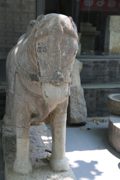 古代石雕马头部