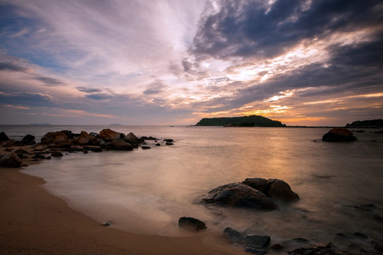 海滨夕阳 海边晚霞 海上日落