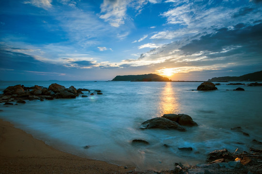 海滨夕阳 海边晚霞 海上日落