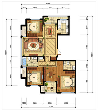 PSD住宅户型分层平面图