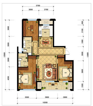 PSD住宅户型分层平面图