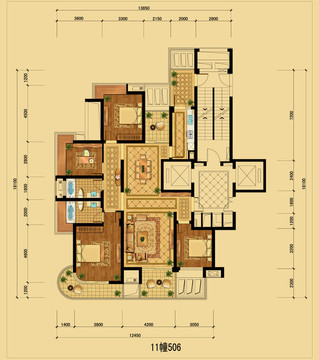 PSD住宅户型分层平面图