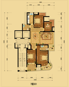 PSD住宅户型分层平面图