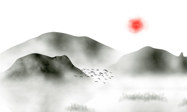 水墨山水畫(huà) 無(wú)分層