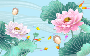 3D立體浮雕荷花蓮花電視背景墻