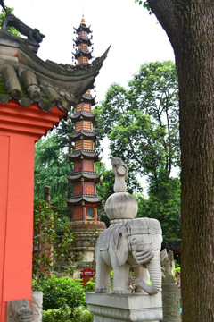 成都文殊院 千佛和平塔 石象