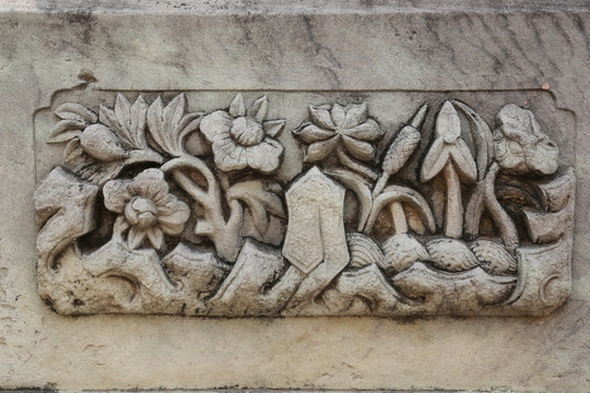 五塔寺石刻浮雕朵花花丛