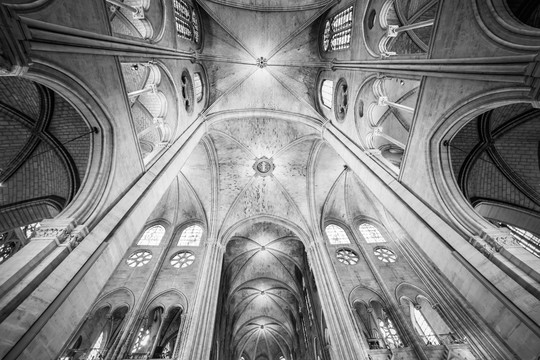 巴黎圣母院黑白照片