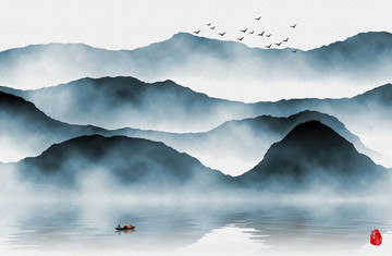 現(xiàn)代水墨畫 水墨山水裝飾畫