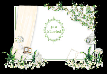白绿色婚礼迎宾区