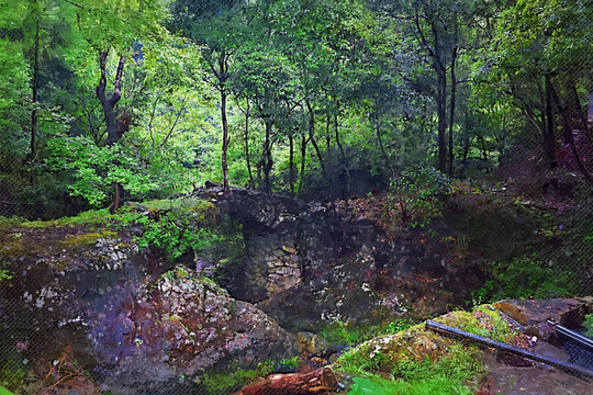 小橋流水 油畫
