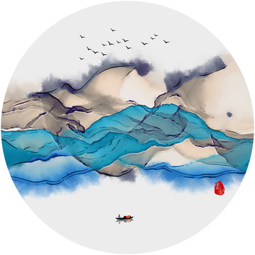 暈染水墨畫 水墨裝飾畫