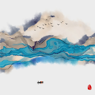抽象意境水墨畫