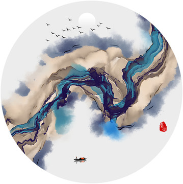 抽象暈染水墨畫(huà)