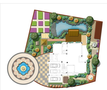 别墅庭院景观彩平psd