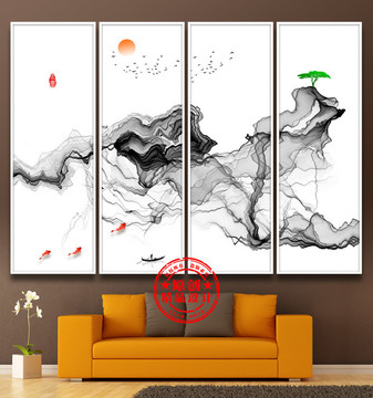 水墨山水掛畫 禪境水墨