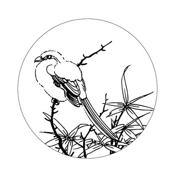 斑鳩竹子矢量白描線稿裝飾雕刻