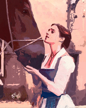 美女和駿馬 人物油畫(huà)