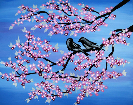 喜上眉梢花鳥無框畫