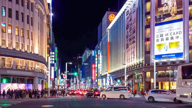 日本银座大街夜景