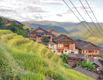 龙脊梯田 乡村景色 乡村油画