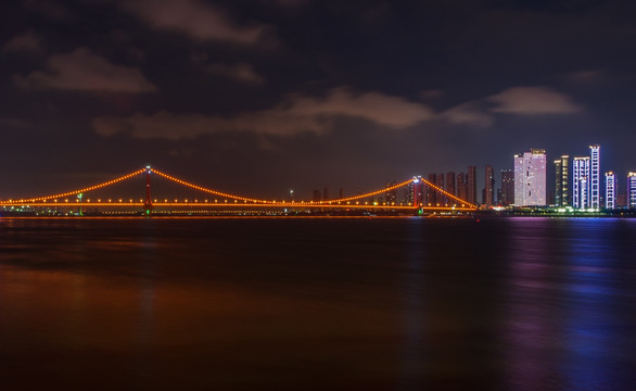 武汉鹦鹉洲大桥夜景