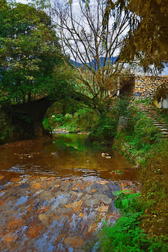 小橋流水 鄉(xiāng)村油畫