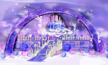 紫色梦幻婚礼手绘效果图
