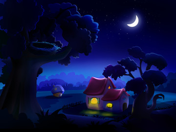 夜空 兒童插圖 漫畫背景