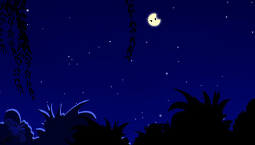 夜景 卡通 背景 手绘 星月