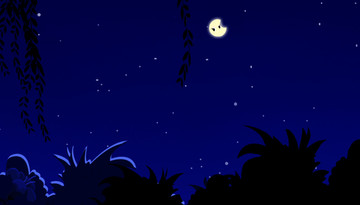 夜景 卡通 背景 手繪 星月