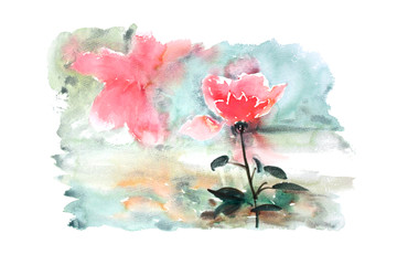 插畫紅色花卉