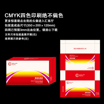 紅色包裝盒展開圖