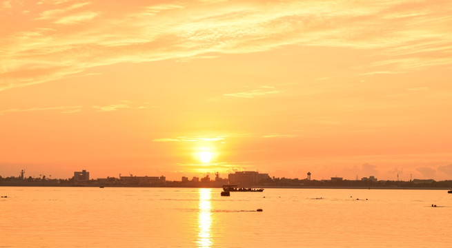 日出 阳光 夏天 景观 海边