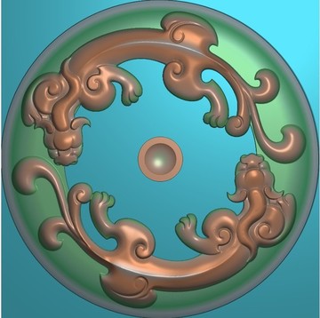 煙灰缸精雕圖 煙灰缸 草龍