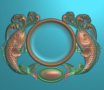 煙灰缸精雕圖 煙灰缸 雙魚