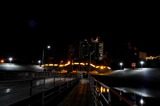 城市夜景 霓虹灯 街景 嫩江夜